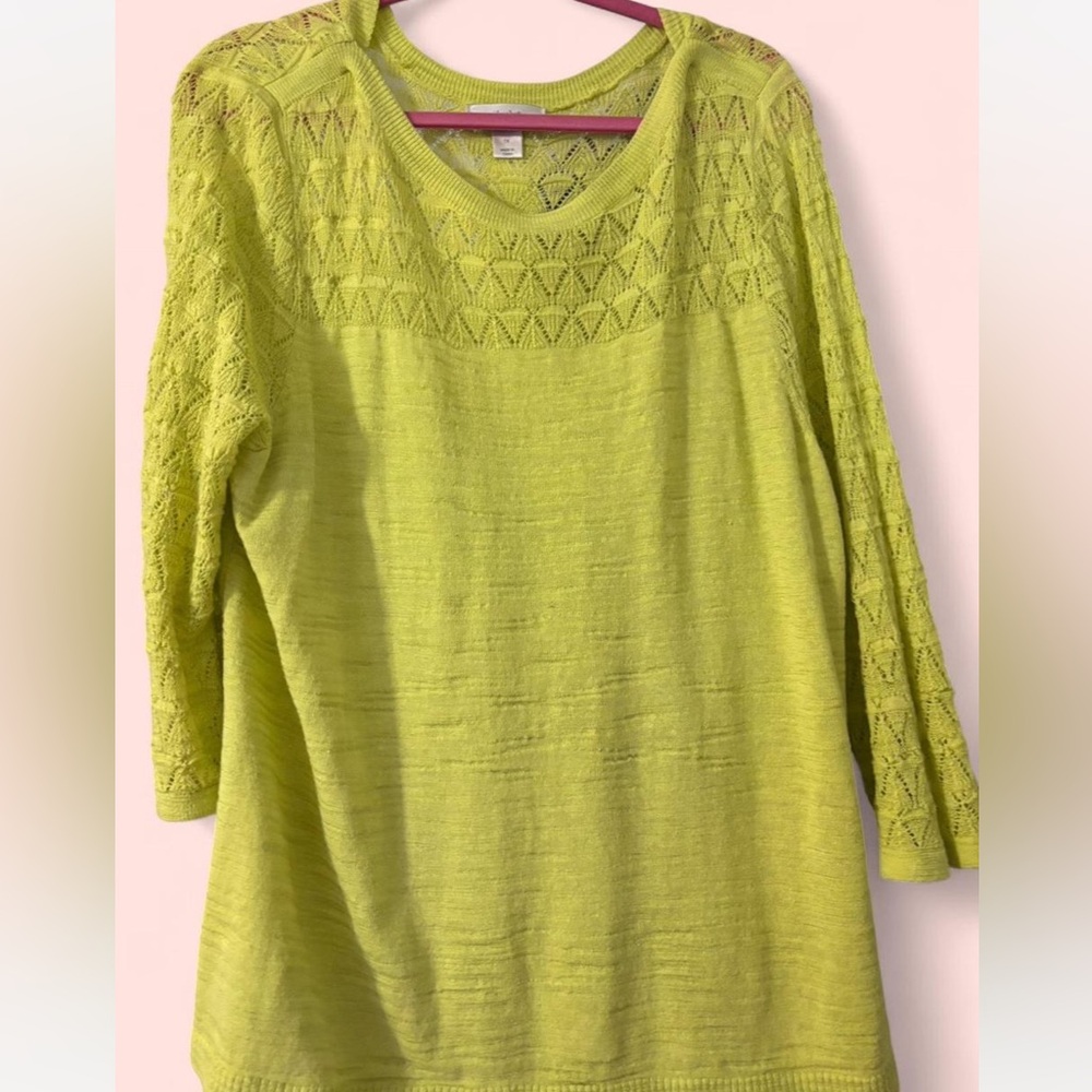 Lime Green Lace Knit Women's Top